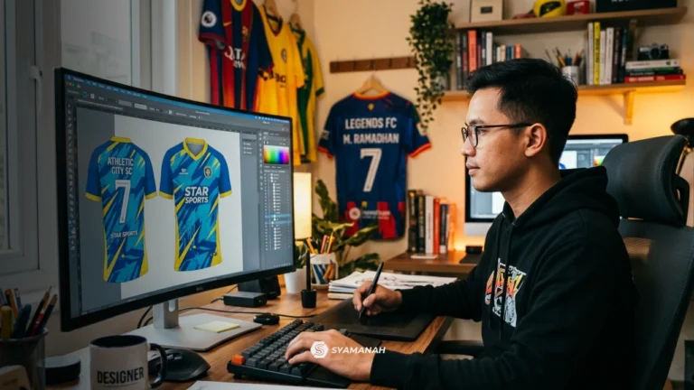 Kesalahan saat membuat jersey custom - seoeang designer sedang membuat desain jersey bola