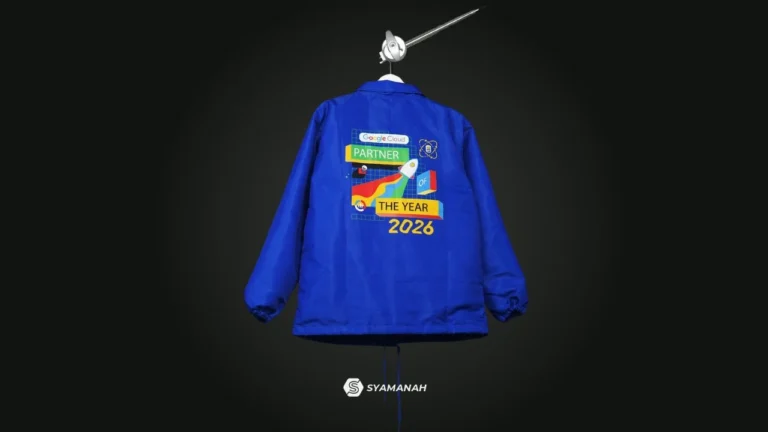Foto jaket custom sablon dari syamanah garment